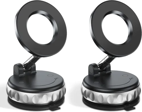Paquete de 2 Soportes Magnéticos de Teléfono con Succión al Vacío para Tablero del Automóvil, Parabrisas - Soporte de Agarre Fuerte Manos Libres con