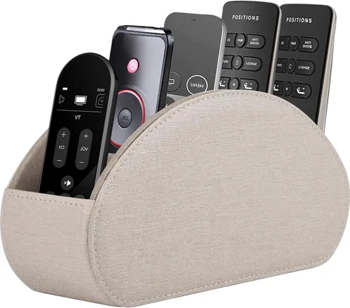 Miniatura 14 de Soporte de cuero para control remoto con 5 compartimentos, caja de almacenamiento/bandeja para control remoto de TV, organizador de escritorio
