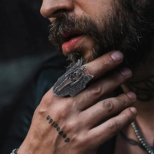 Miniatura 4 de KIRTIJW Anillos de calavera para hombre, de acero inoxidable, gótico, motociclista, punk, cráneo, joyería para hombre, talla 8-13, Acero, Sin