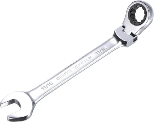 uxcell Llave combinada de trinquete de cabeza flexible de 11/16 pulgadas SAE 72 dientes de 12 puntos de trinquete de caja de herramientas de llave