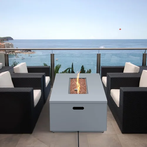 Miniatura 6 de Mesa de fogata de 60 pulgadas para exteriores de alta calidad con rocas de lava y manguera de 12 pies, mesa grande de fuego de gas propano, chimenea