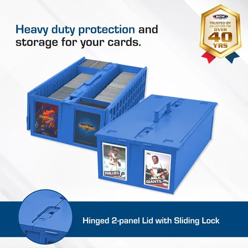 Miniatura 2 de BCW Contenedor de tarjetas coleccionables (individual, azul) Capacidad para hasta 1600 tarjetas Caja de almacenamiento de plástico para Pokémon