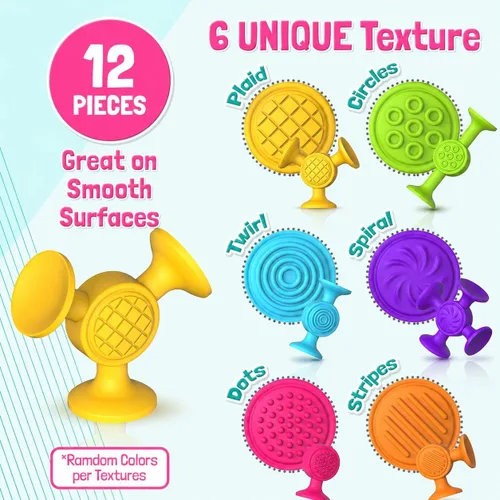 Miniatura 2 de Juguetes de baño con ventosa para niños pequeños: 12 juguetes sensoriales de succión para niños pequeños, juguetes de succión para niños, juguetes
