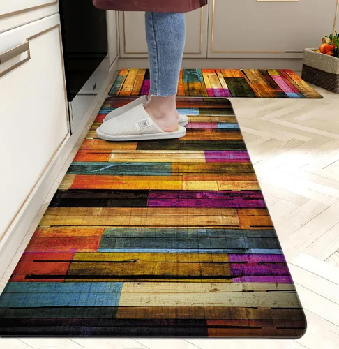 Miniatura 17 de weesire Alfombra de Cocina Verde Tapetes Anti Fatiga para Piso de Cocina Alfombras de Cocina Verde Salvia Floral Hierbas Espuma Viscoelástica Tapete