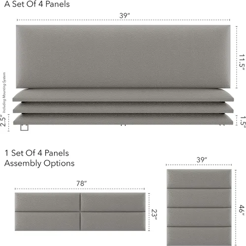 Miniatura 30 de Vant - Paneles tapizados para pared - Cabeceros montados en la pared tamaño King/Cal King - Cuero vintage blanco tórtola - Twin/King - Juego de 4
