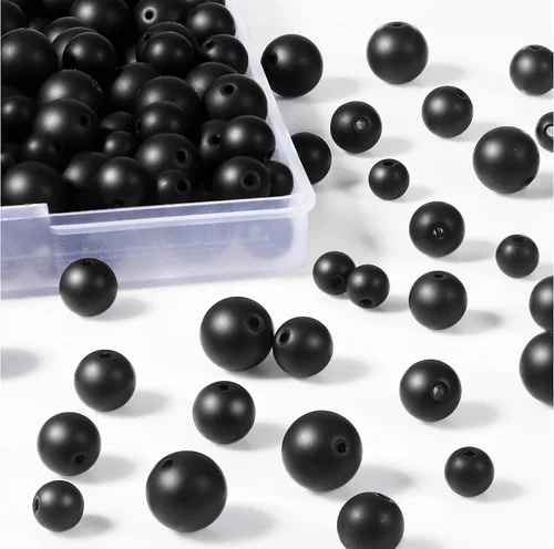 Miniatura 9 de Ecally 300 cuentas de ónice negro mate natural ágata negra cuentas redondas de ónice esmerilado cuentas sueltas para pulseras, collares, joyas