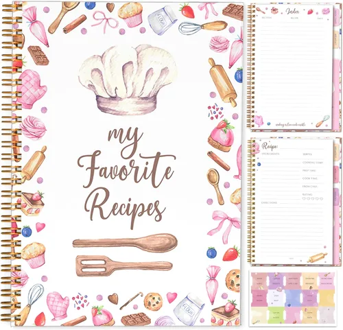 Libro de recetas para escribir en tus propias recetas | Libro de cocina en blanco de 7 x 10 pulgadas | Diario de recetas familiar de tapa dura