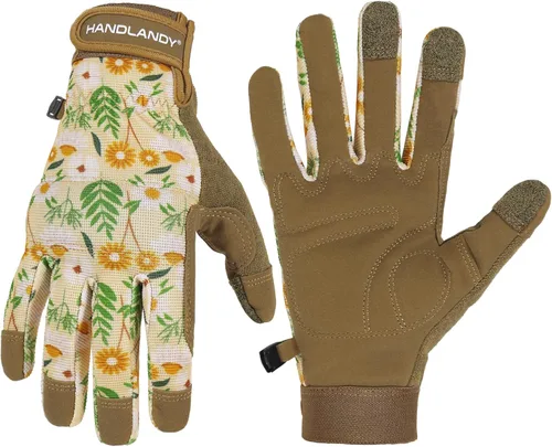 Miniatura 20 de HANDLANDY Work Gloves for Women, Breathable Leather Gardening Glove for Yard Maintenance, Hand Protection with Touch Screen Rosa claro
