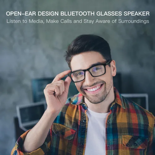 Miniatura 4 de Lentes inteligentes, gafas Bluetooth con luz azul, micrófono y altavoces integrados, música de oído abierto y llamadas manos libres, compatibilidad