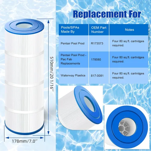 Miniatura 4 de Cartucho de filtro de piscina CCP320 certificado NSF50 de repuesto para Unicel C-7470, Pleatco PCC80-PAK4, FC-1976,178580 se adapta a Clean & Clear