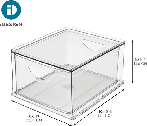 Miniatura 3 de iDesign Cajón de almacenamiento de plástico transparente, organizador apilable para encimera de baño, tocador o debajo del fregadero