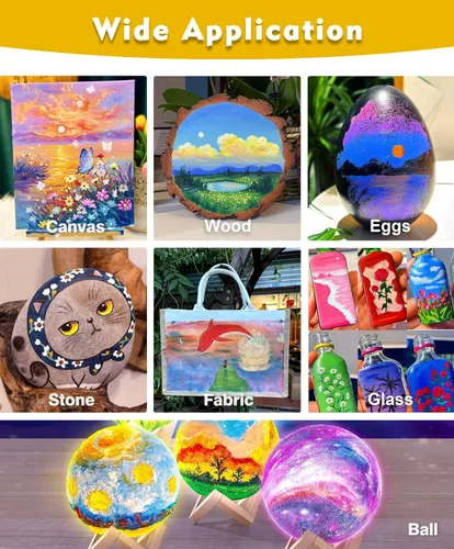 Miniatura 4 de Kit de Pintura Acrílica Colorful Juego de Pintura para Niños de 64 Piezas con Caballete de Nogal, Pintura Acrílica de 24 Colores, Lienzo, Paleta