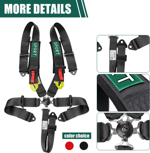 Miniatura 2 de BESTZHEYU Juego de arnés de carreras de 5 puntos SFI con almohadillas de hombro ultra cómodas y resistentes 2 PCS negro