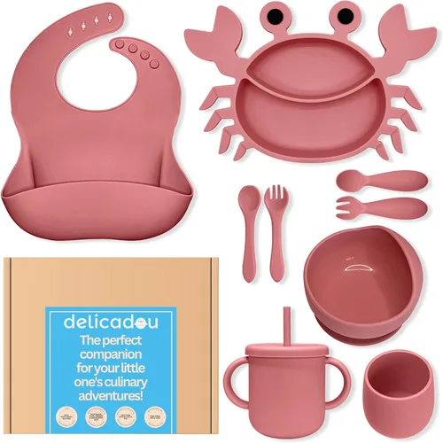 Miniatura 9 de Juego de alimentación de silicona para bebés, 9 piezas, utensilios sólidos de primera etapa para comer alimentos para bebés, más de 6 meses