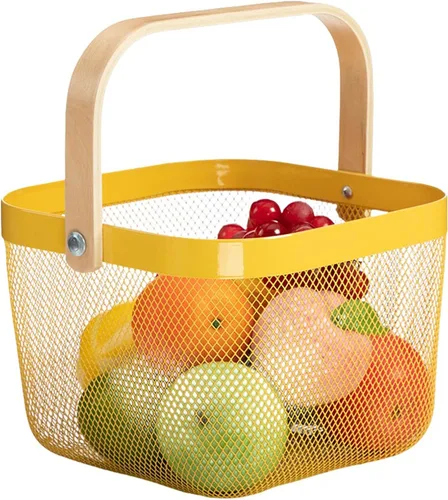 Miniatura 15 de AJIODA Cesta de acero de malla metálica, cesta organizadora de almacenamiento, cesta de cocina colgante multifuncional, cesta de frutas con mango