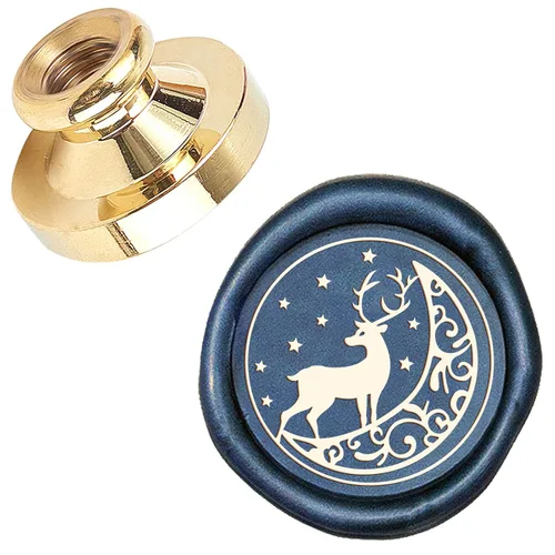 Miniatura 9 de CRASPIRE Juego de sellos de cera con diseño de luna, sol, nubes, latón, 0.98 pulgadas, extraíble, 1.181 in, con 1 mango de madera retro para bodas