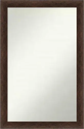 Miniatura 317 de Amanti Art Espejo de pared personalizado no biselado (24 x 27 pulgadas), marco estrecho de nogal chipre - varios tamaños personalizados - Espejo