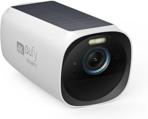 eufy Security eufyCam3 - Cámara adicional 4K, energía para siempre con panel solar, IA de reconocimiento facial, almacenamiento local expandible,