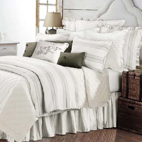 Miniatura 8 de HiEnd Accents Prescott - Juego de ropa de cama de 3 piezas tamaño King a rayas con fundas de almohada, funda de edredón con patrón de rayas azul