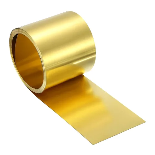 Miniatura 70 de uxcell Rollo de lámina de latón, 40 x 2 x 0.016 pulgadas, rollo de lámina de latón intermitente de metal para manualidades, reparaciones