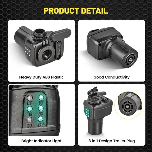 Miniatura 6 de Oyviny adaptador de 7 vías a 12V con probador de circuito LED, adaptador de 7 pines RV Blade a 4/5 vías planas para encendedor de cigarrillos