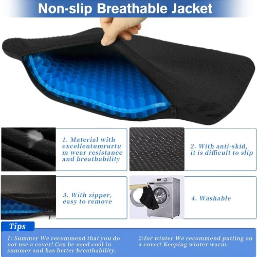 Miniatura 5 de Cojín de gel para asiento de gel, cojín de gel refrigerante, transpirable, cojín de gel con funda antideslizante para silla de oficina en casa, Azul