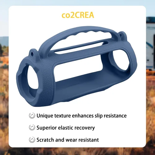 Miniatura 4 de co2CREA Funda de silicona para altavoz Bluetooth portátil impermeable JBL Charge 5, funda suave de viaje portátil con correa para el hombro, funda