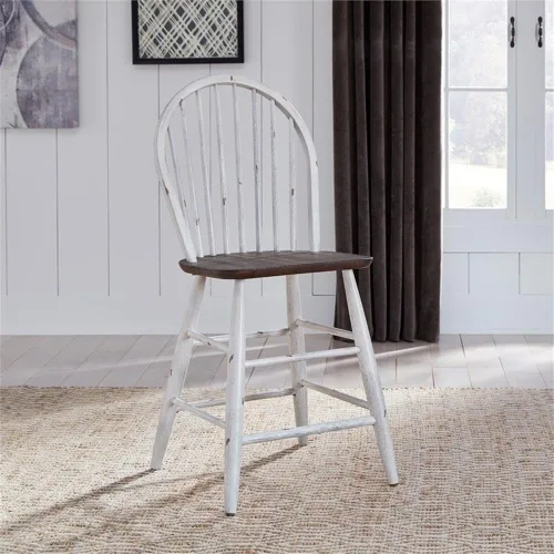 Miniatura 2 de Liberty Furniture INDUSTRIES Farmhouse Windsor - Juego de 2 sillas de mostrador, 17 pulgadas de ancho x 22 pulgadas de profundidad x 42 pulgadas