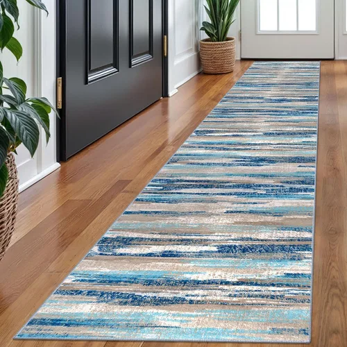Miniatura 63 de Alfombra de pasillo moderna Lansny 2 x 6 pulgadas, alfombra de cocina lavable verde mostaza multicolor, alfombra antideslizante suave para pasillo