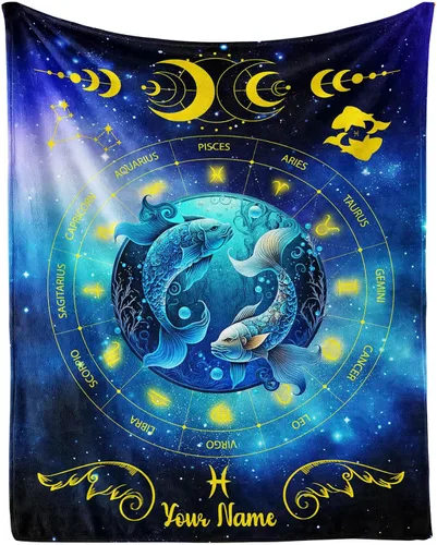 Miniatura 16 de Manta del zodiaco Tauro, manta de franela de 50 x 40 pulgadas, manta de franela con temática de astrología y estrellas y vibrante, manta suave