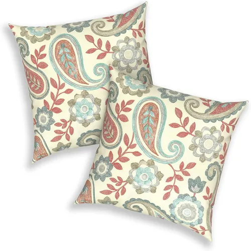 Miniatura 172 de Juego de 2 almohadas para exteriores de 16 x 16 pulgadas, repelentes al agua con interiores, para muebles de patio, hogar, jardín, geometría bohemia