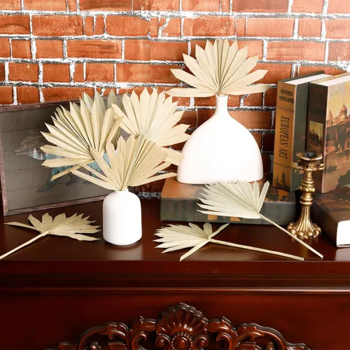 10 piezas de hojas de palma secas, pequeñas hojas de palma, decoración de hojas de palmera secas naturales, arreglos florales bohemios para mesa de