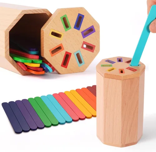 Miniatura 7 de Juguetes Montessori para niños de 1 2 3 años: palos de clasificación de colores de aprendizaje de madera, juguetes para niños pequeños de 1 2 3
