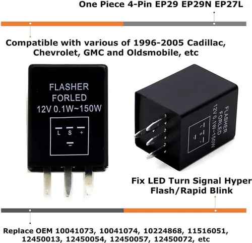 Miniatura 2 de iJDMTOY Relé electrónico de 4 pines EP29 EP29N para luces LED de giro, solución para intermitentes de flash rápido hiper