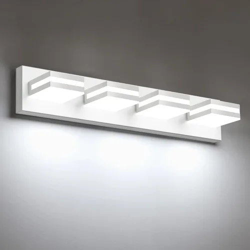 Miniatura 31 de IZORRO Luces LED modernas para baño (8 luces, regulables), iluminación de pared acrílica blanca mate, luces de tocador para baño sobre espejo, 6000