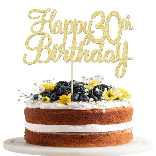 Miniatura 9 de Gyufise 1 unidad Decoración de pastel de feliz 5 cumpleaños con purpurina, adorno de pastel de feliz 5 cumpleaños, felicitaciones a los 5 años