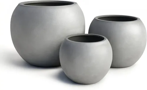 Miniatura 2 de DTY Fiberstone - Maceta tipo globo para interiores y exteriores, maceta esférica ligera para olivo, Monstera y palma, piedra de fibra de vidrio