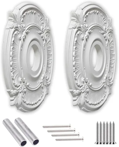 Miniatura 11 de EIFHYT Medallón de techo de poliuretano moldeado para lámparas y ventiladores de techo, 16 pulgadas de diámetro exterior x 4 pulgadas de diámetro