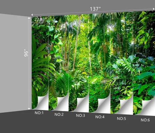 Miniatura 4 de Papel pintado botánico de selva tropical Hojas verdes de planta murales Estética para decorar habitación Sala de estar Fondo de TV Gran mural de B033