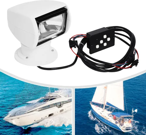 Miniatura 4 de Foco remoto, 100 W, 2500 lm, 3200 K, reflector halógeno, foco marino, foco de 12 V CC para barco, yate, luz marina, 72° arriba/abajo + rotación
