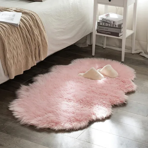 Miniatura 40 de MIULEE Alfombra de Piel de Oveja Sintética de 3 x 5 Pies, Alfombras de Área Mullidas de Lujo - Alfombra Decorativa Shag Súper Suave para Dormitorio