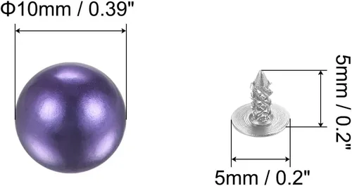 Miniatura 2 de uxcell Kit de remaches de perlas, remaches de perlas de 0.394 pulgadas sin agujero, botones de remaches de perlas sintéticas para rellenos