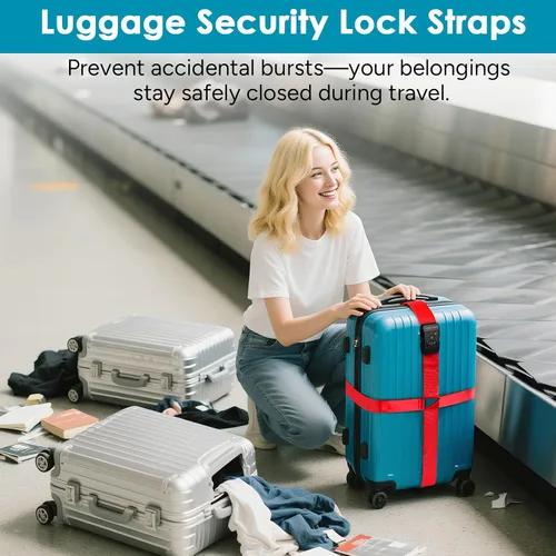 Miniatura 3 de Travel Inspira - Correas para equipaje aprobadas por la TSA - Cinturón para maletas de longitud ajustable con candado de combinación de 3 dígitos