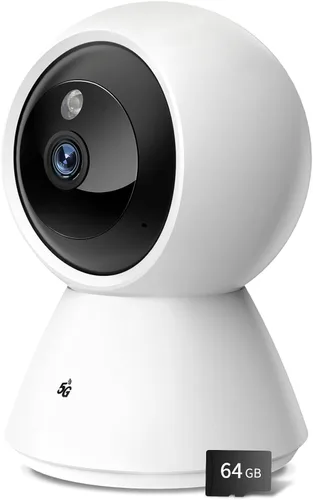 BJR Cámara de seguridad para interiores 2K HD, cámara para mascotas panorámica/inclinación de 360° con WiFi de doble banda (5G y 2.4G), seguimiento