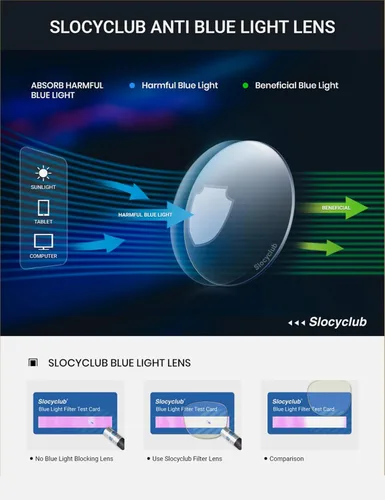 Miniatura 7 de Slocyclub - Lentes de bloqueo de luz azul de moda ovaladas para mujeres y hombres, anteojos vintage con armazón pequeño ovalado retro, Whiskey