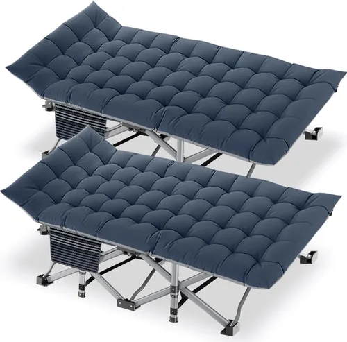 Miniatura 10 de DoCred Catre plegable XXL de gran tamaño con colchón, catre de dormir resistente, cama portátil para adultos al aire libre con bolsa de transporte
