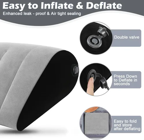 Miniatura 8 de TheClover Cojín inflable portátil de cuña – Paquete de 2 posicionadores corporales almohada plegable de cuña para dormir, espalda, viajes, cama