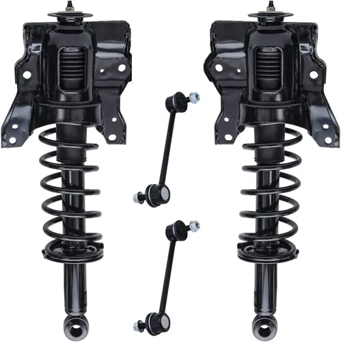 Miniatura 88 de Detroit Axle - Kit de 4 barras estabilizadoras delanteras para Ford F-150 2021 2022 2023 2024, 2 puntales con resorte helicoidal, 2 eslabones