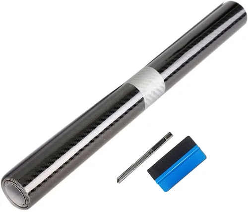 LZLRUN Envoltura de vinilo de fibra de carbono 5D - Calificada para uso al aire libre y en automóviles - 1 pie x 5 pies Incluye espátula y aplicador