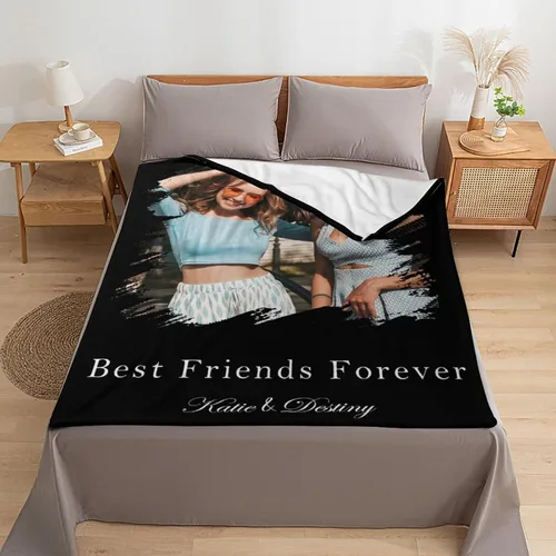 Miniatura 3 de D-Story Manta personalizada con fotos, texto, Manta personalizada con imagen, texto o fotos para mejores amigas, hermanas, regalos para cumpleaños